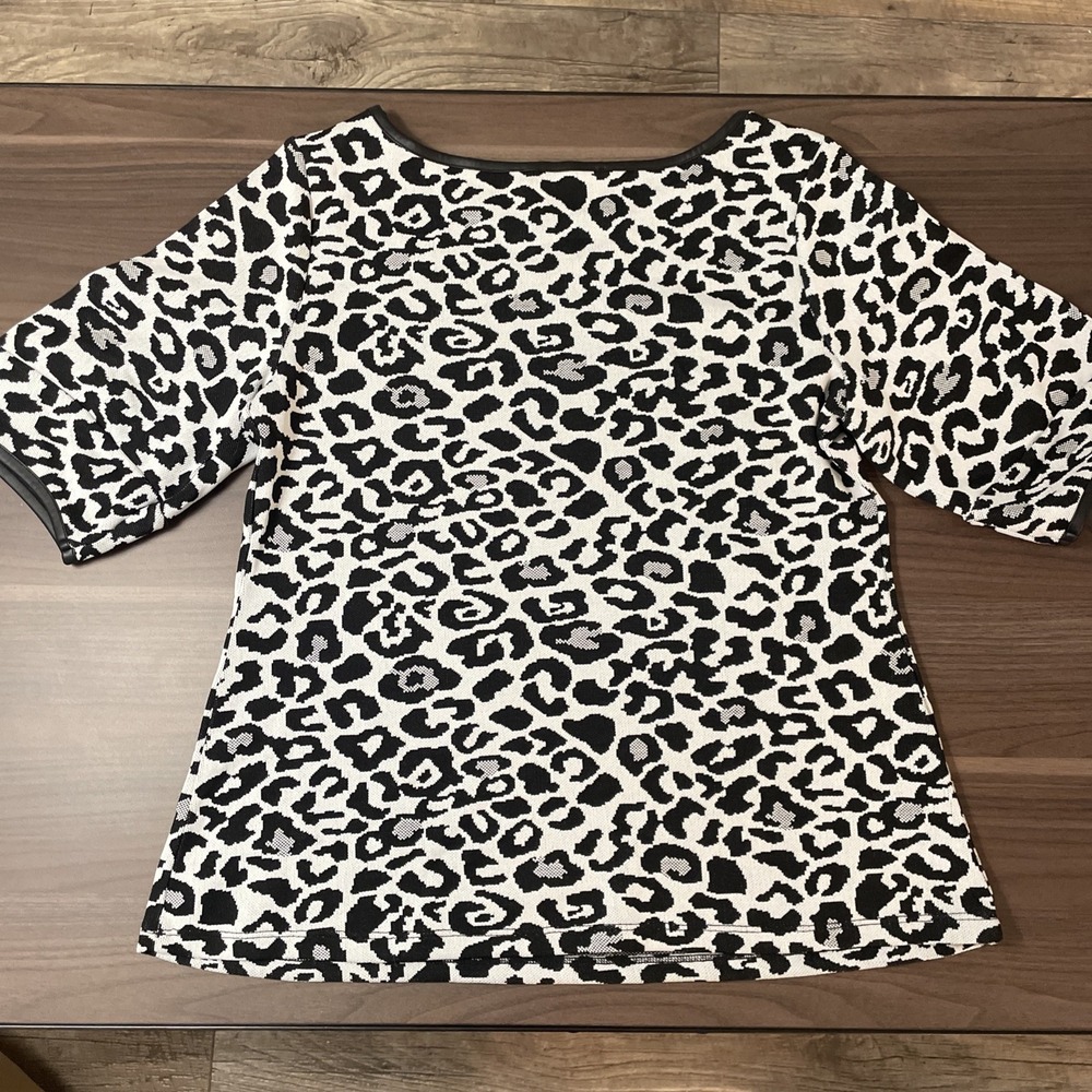 Marc New York Animal Print Top Faux Leather Trim Sz M - Picture 9 of 9